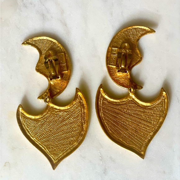 Rare Vintage Yves Saint Laurent Haute Couture Collection Gold Clip Earrings - Picture 2 of 5